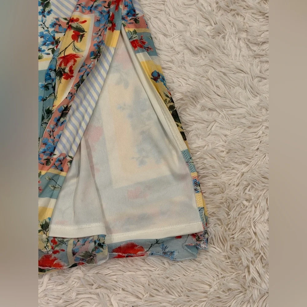 Y2K Thirty Thirty LA Women’s Babydoll Slip Dress Medium Patchwork‎ Floral Midi